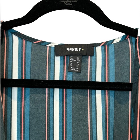 Forever 21 Plus - Green Stripped Cover up kimono robe size 2x - Picture 3 of 5